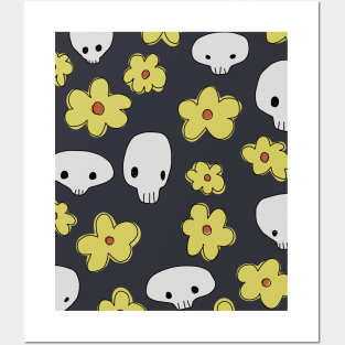 Skulls and flowers Posters and Art